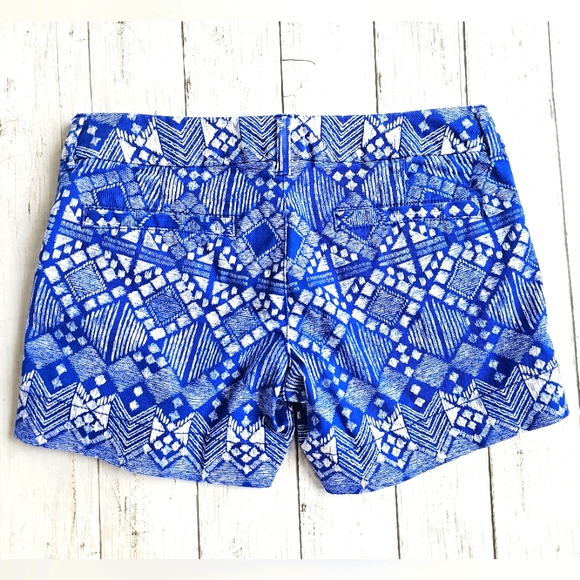 New American Eagle Blue & White Aztec Tribal Western Shorts Pockets & Belt Loops - Picture 3 of 6